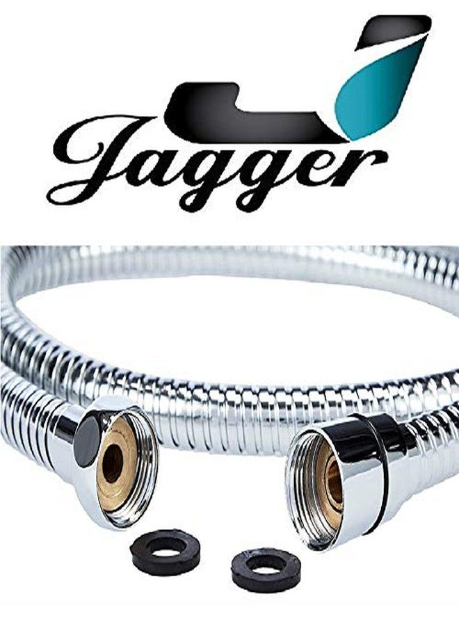 JAGGER خرطوم دش مرن مزدوج الإبزيم من الفولاذ المقاوم للصدأ من جاغر، خرطوم دش يدوي، أنبوب دش، أنبوب صنبور صحي للحمام، أنبوب مرن، أنبوب صنبور للمرحاض (1.5 متر) (عبوة من قطعتين) - Image 2